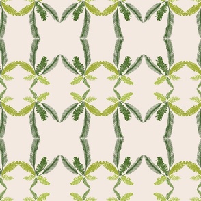 Tropical palm leaf trees in olive green shades