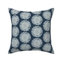 Abstract Dandelions, Blue Grey on Navy, Easy Neutral