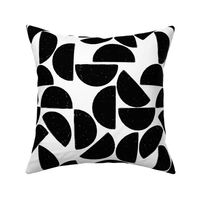 Abstract Geometric Black and White semi-circles shapes block print