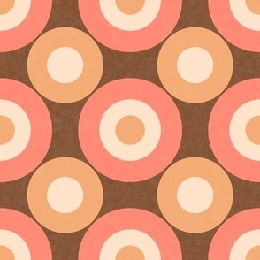 Retro Geometric Design with Colorful Circles in 1960s Mod Style - Jumbo Size in Brown and Pink
