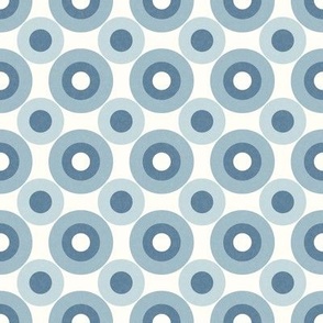 Retro Geometric Design with Colorful Circles in 1960s Mod Style - Large Size in Sky Blue