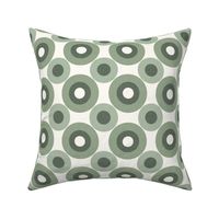 Retro Geometric Design with Colorful Circles in 1960s Mod Style - Jumbo Size in Sage Green