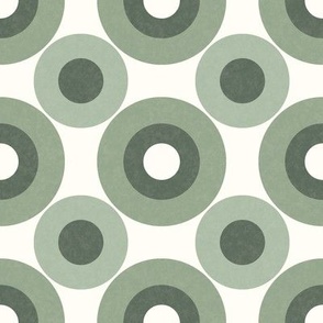 Retro Geometric Design with Colorful Circles in 1960s Mod Style - Jumbo Size in Sage Green
