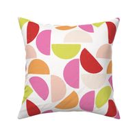 Abstract painted colorful shapes semi-circles - citrine pink. red