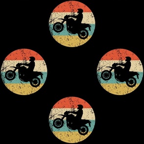 Retro Motocross Rider Sports Icon Repeating Pattern Black