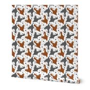 Trotting Springer Spaniels and paws - white