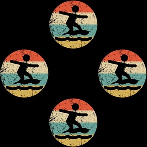 Retro Skimboarding Icon Repeating Pattern Black