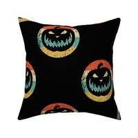 Retro Jack-O-Lantern Pumpkin Halloween Icon Repeating Pattern Black