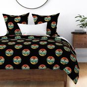 Retro Ghost Halloween Icon Repeating Pattern Black