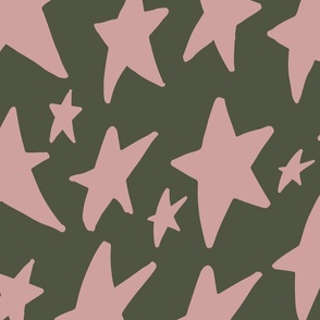 Stars for Summer - Pink and Green Large Scale Star Pattern