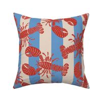 Lobsters on Blue Stripes