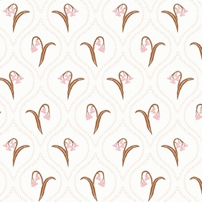 Bluebell ogee wallpaper - boho tan and pink (medium)