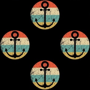 Retro Boat Anchor Nautical Icon Repeating Pattern Black