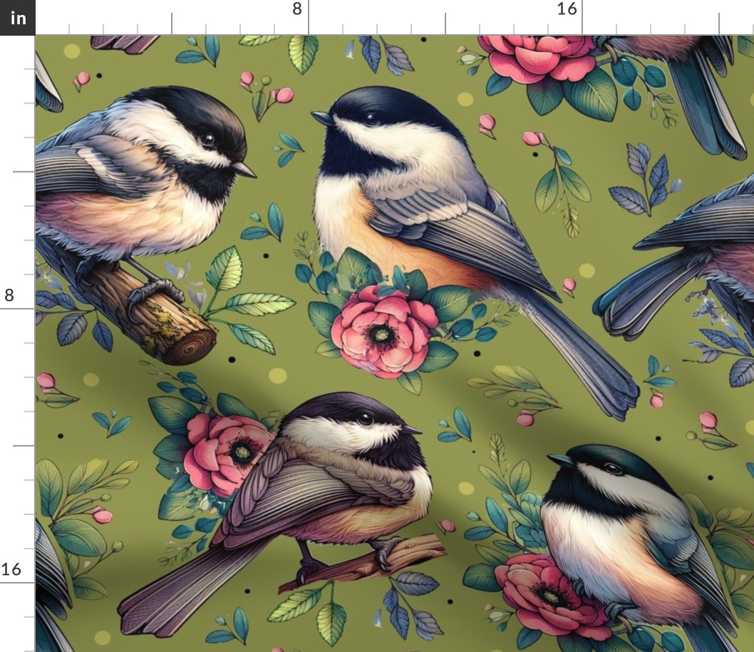 Chickadees And Posies