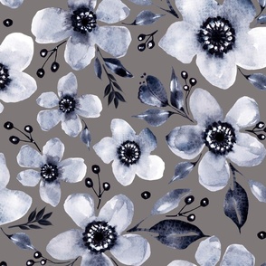Black and White Anemones on Greige