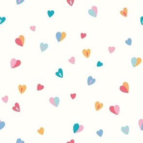 Cute Playful Colorful Hearts on White Creamy - Baby Girl Nursery (m)