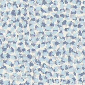 Abstract animal spot in denim blue, pale blue hand drawn expressive dots