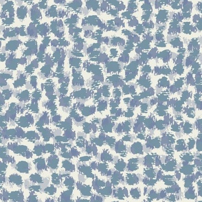 Abstract animal spot in denim blue, pale blue hand drawn expressive dots