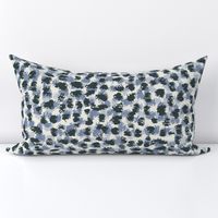 Abstract animal spot in deep green, pale blue hand drawn expressive dots