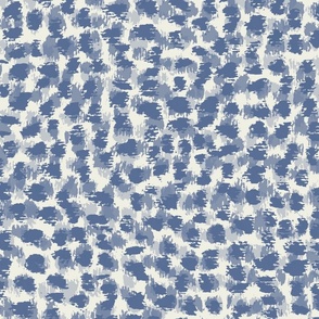 Abstract animal spot in denim blue, pale blue hand drawn expressive dots