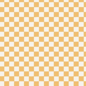 (S) Retro checkerboard in buff yellow organic edges