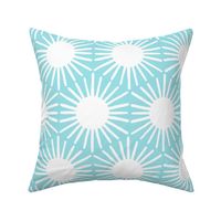 Aquamarine Boho Sun Geometric in Turquoise Aquamarine and White - Large - Color Confident, Dopamine, Turquoise Geometric, Playful Kid's Room