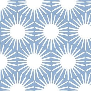 Blue-Gray Boho Sun Geometric in Light Gray-Blue and White - Medium - Boho Geometric, Coastal Blue-Gray Geometric, Boy's Room
