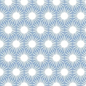 Blue-Gray Boho Sun Geometric in Light Gray-Blue and White - Small - Boho Geometric, Coastal Blue-Gray Geometric, Boy's Room
