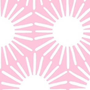 Pink Boho Sun Geometric in Pastel Pink and White - Large - Pink Geometric, Playful Girl's Room, Boho Girls