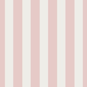 LARGE BOLD WIDE 2.5INCH/6.35CM SIMPLE STRIPE-LIGHT PASTEL BLUSH BABY PINK+WHITE