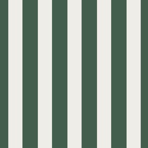 LARGE BOLD WIDE 2.5INCH/6.35CM SIMPLE STRIPE-DARK FOREST GREEN+WHITE