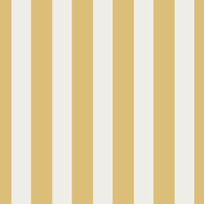 LARGE BOLD WIDE 2.5INCH/6.35CM SIMPLE STRIPE-MUTED GOLDEN YELLOW+WHITE