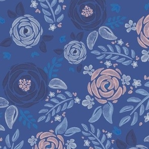 Dreamy Watercolor Roses, Blue