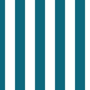 2" (5cm) Cabana Stripe Awning Stripes Deep Teal Blue and White