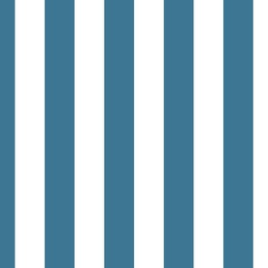 2" (5cm) Cabana Stripe Awning Stripes Dusty Cornflower Blue and White