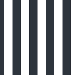 2" (5cm) Cabana Stripe Awning Stripes  Midnight Gunmetal Dark Grey Black and White