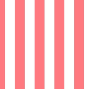 2" (5cm) Cabana Stripe Awning Stripes Tigerlily Coral Pink and White