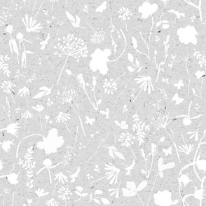 Vintage Meadow / Grey and White / Flowers