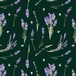 Watercolor Lavender on Green