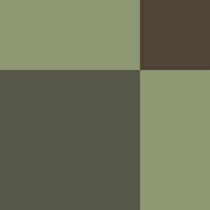 (12" sq) urban forest check  | dark brown forest green olive green | classic checker checkerboard squares | large scale