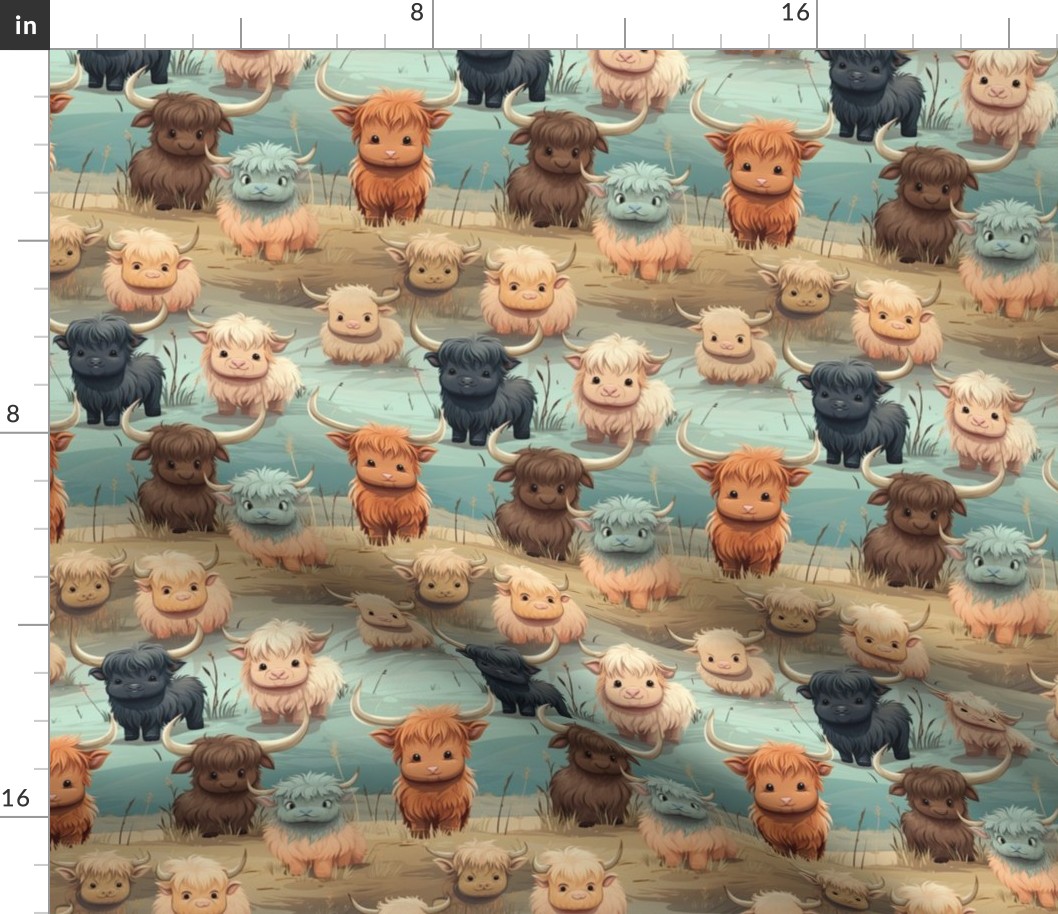 Cute Highland Cows, Smaller Pattern