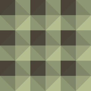(3" sq) urban forest diamond check dark & light green | checker checkerboard  | forest artichoke avocado green | small scale