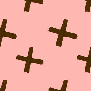 Pink and brown criss-cross pattern - large scale