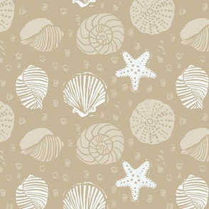 Coastal | Sand color Seashells | Linocut hand carved stamps