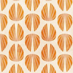 Clam Shell Deco- Orange Fawn on Sand White- Large Scale