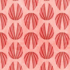 Clam Shell Deco- Coral Red on Pink- Large Scale