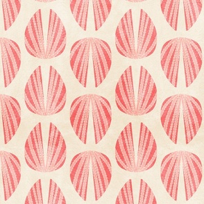 Clam Shell Deco- Pink Coral on Sand White- Large Scale