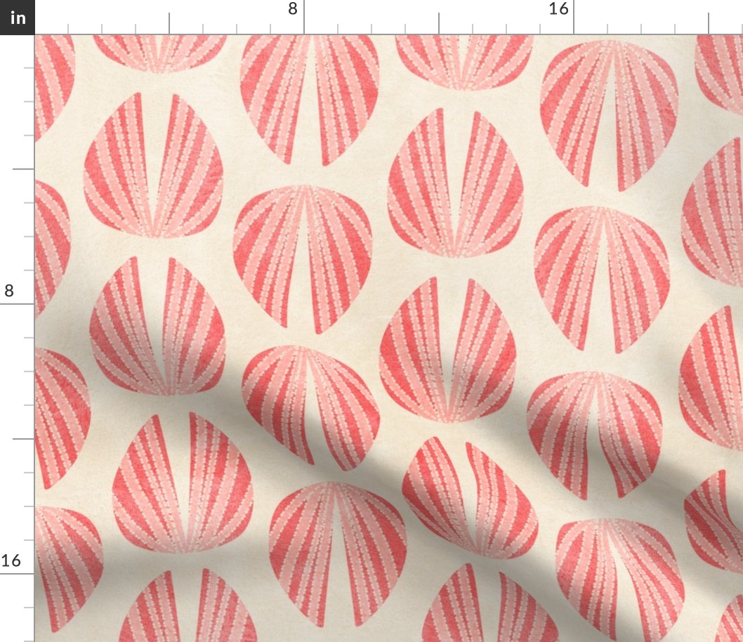 Clam Shell Deco- Pink Coral on Sand White- Large Scale