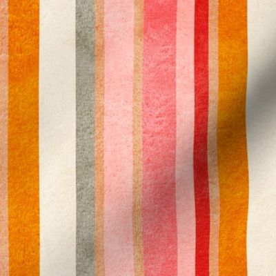 Just Beachy Stripes- Vertical- Pink Orange Red Coral Fawn Sand White Tan Gray- Large Scale