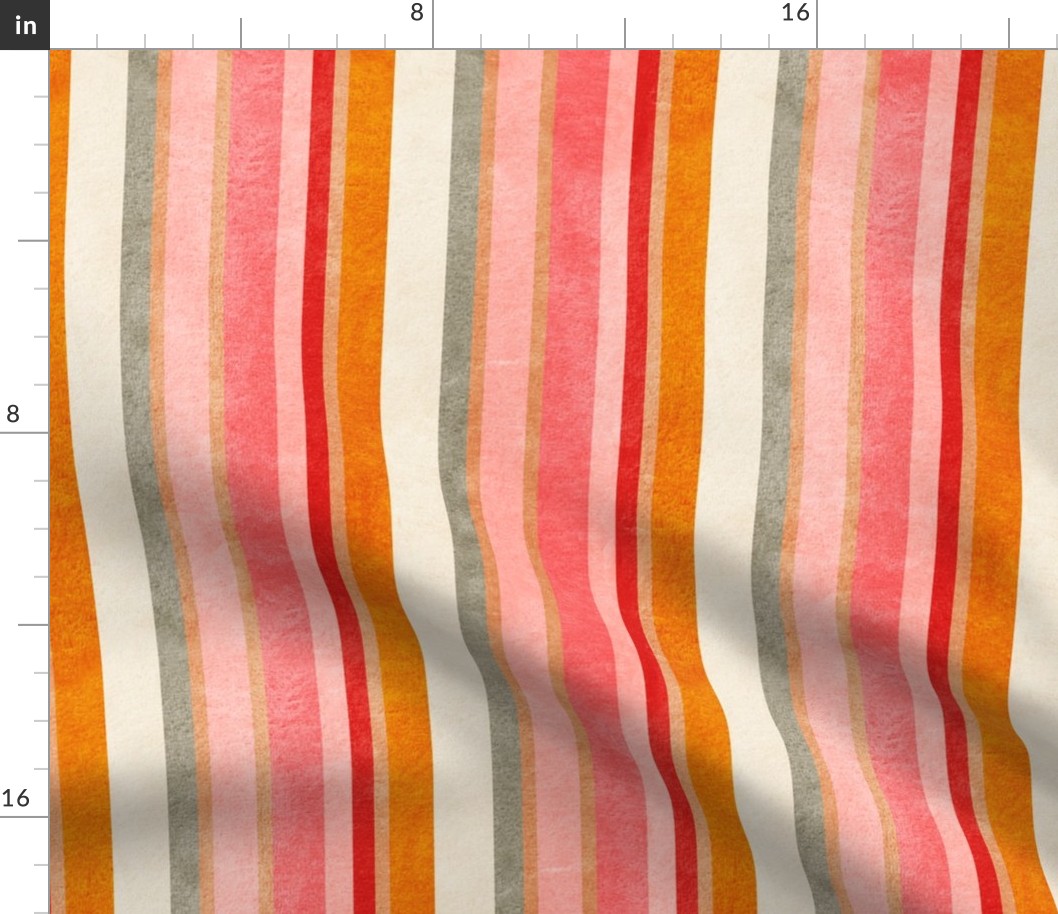 Just Beachy Stripes- Vertical- Pink Orange Red Coral Fawn Sand White Tan Gray- Large Scale